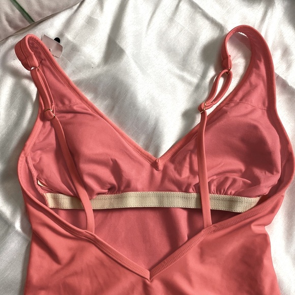 Kona Sol Coral Pink V-neck One Piece Swimsuit - Picture 6 of 9